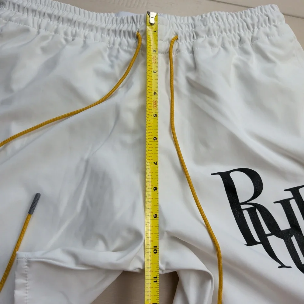 Rhude Logo Swim Shorts Trunks Mens Small White Mesh Lined Spell Out Beach Casual